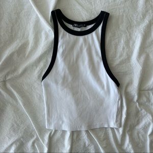Zara White Crop Top with Black Lining